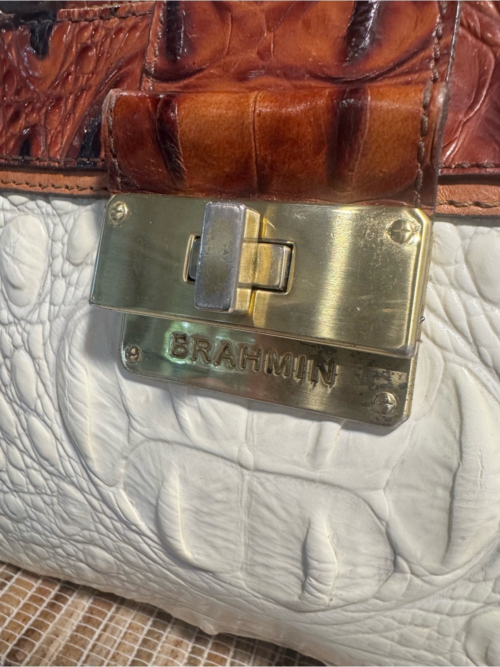 Brahmin Croc-Embossed Crossbody 3 Compartments Middle One w/ Magnetic Closure - Picture 5 of 15